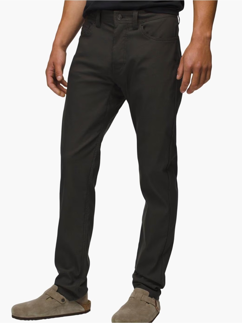 prAna Brion Slim Fit Faded Black Hiking Travel 5 Pocket Stretch Pants 34 x 32